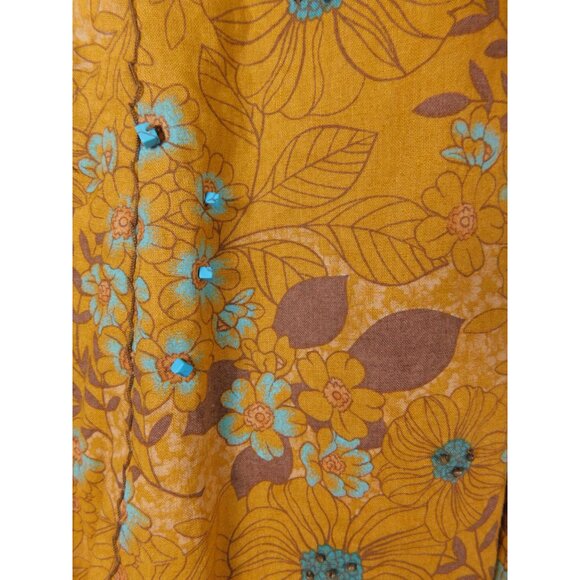 Susan Graver Floral Skirt Small Yellow Blue Boho - Picture 5 of 9